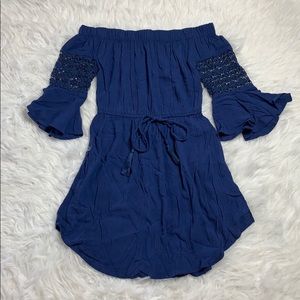 Blue off the shoulder dress